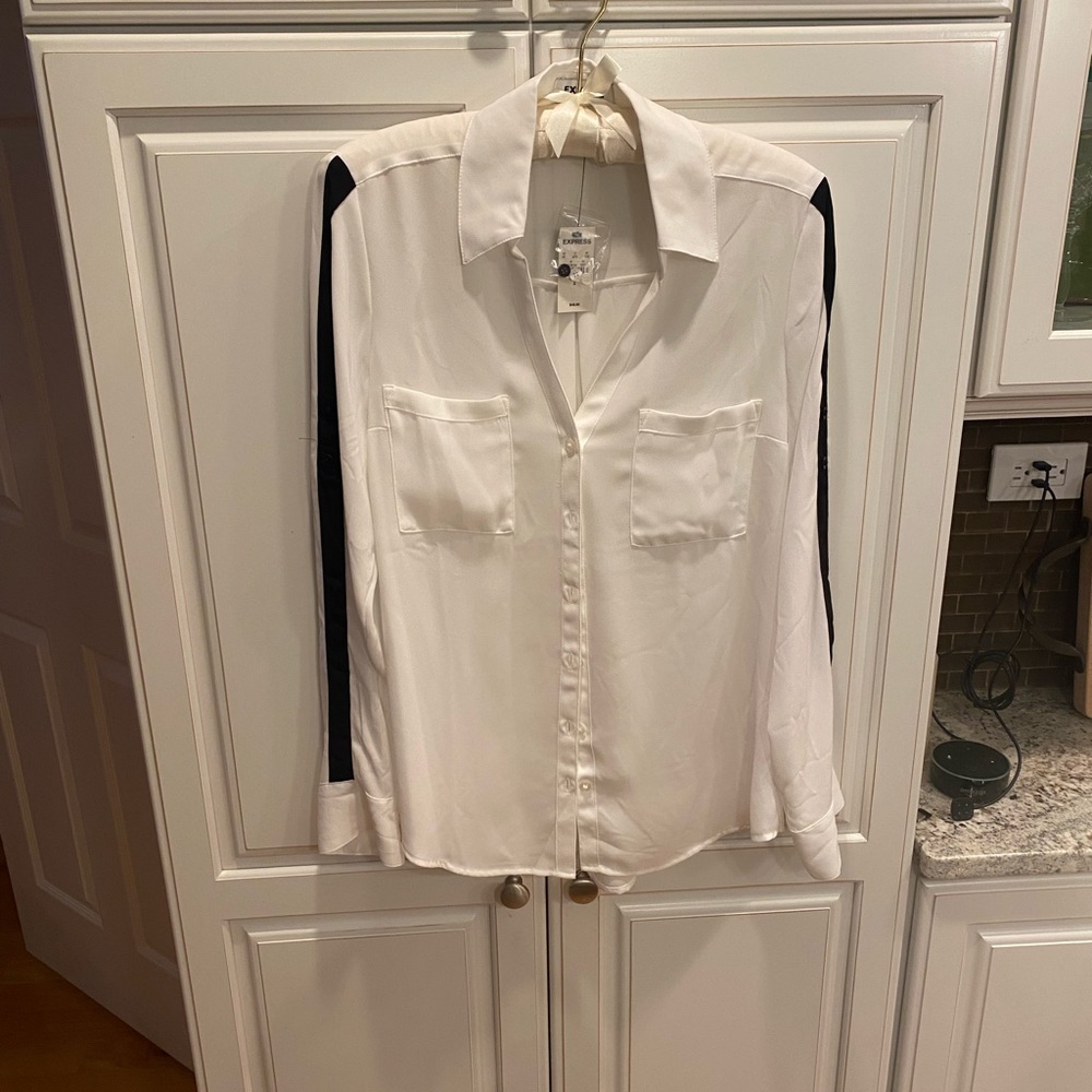 Express White Shirt with Black Accents